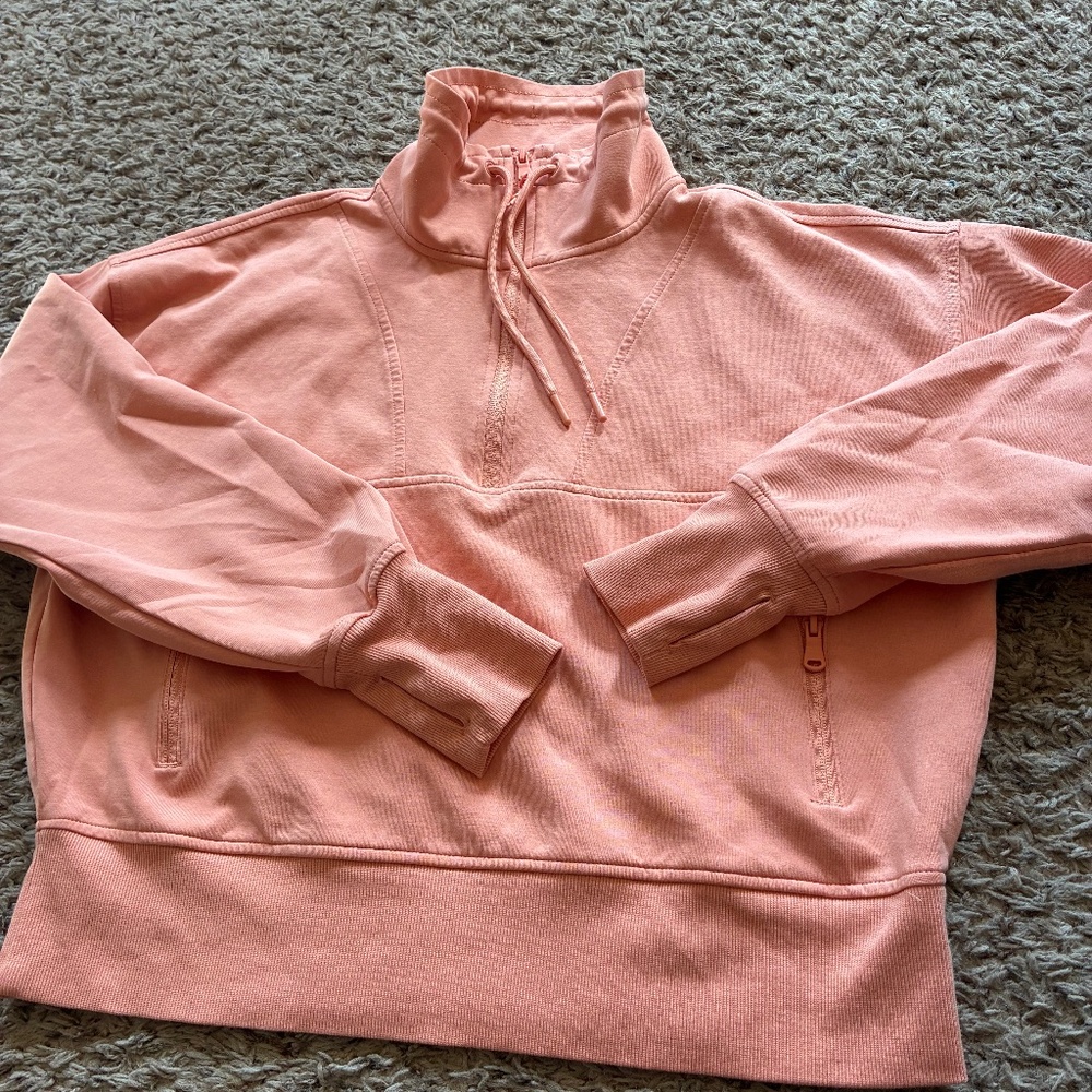 Cropped light orange zip jacket, size large